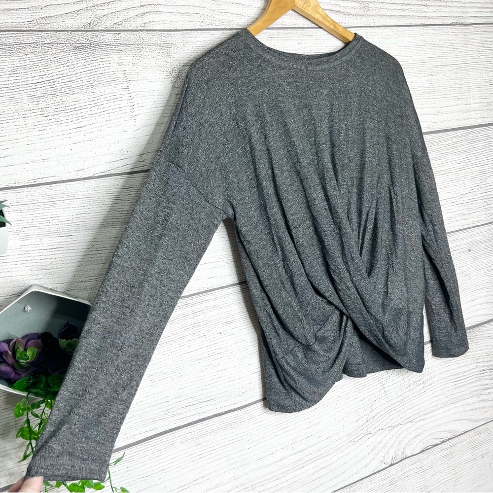 Babeau Gray Twist Draped Long Sleeve T-Shirt Size Small - Picture 2 of 7